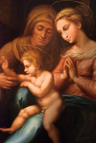 Antiquités - La Vierge du Divin Amour - Peintre français d' après Raphaël du XVIIIe siècle